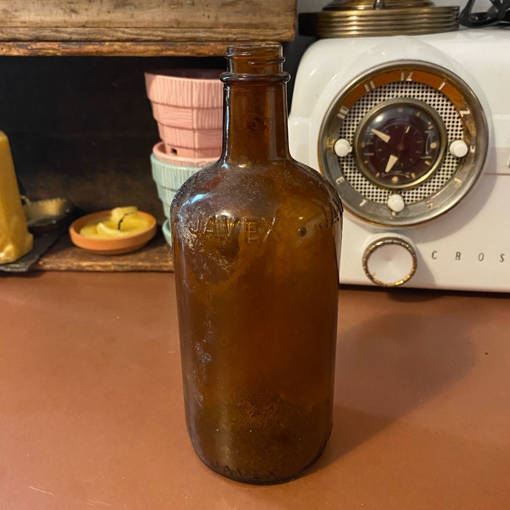 Vintage Javex Amber Glass Bottle